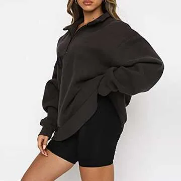 SAFRISIOR Women's Stylish Oversized Half Zip Sweatshirt