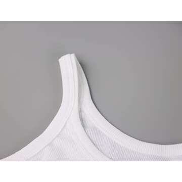 KAMISSY Women's Sleeveless Crop Tank Top Slim Fit Scoop Neck Ribbed Knit Basic Crop Cami Shirts Tops White