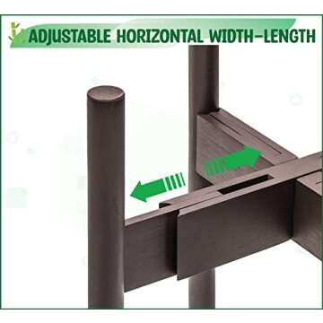 ZPirates Plant Stand Indoor, Outdoor - Tall 14-inch, Adjustable 8 to 12-Inch Wide - Small to Large Planter Pot and Flower Vase Holder - Dark Bamboo Wood