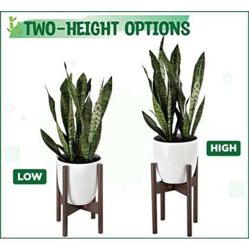 ZPirates Plant Stand Indoor, Outdoor - Tall 14-inch, Adjustable 8 to 12-Inch Wide - Small to Large Planter Pot and Flower Vase Holder - Dark Bamboo Wood