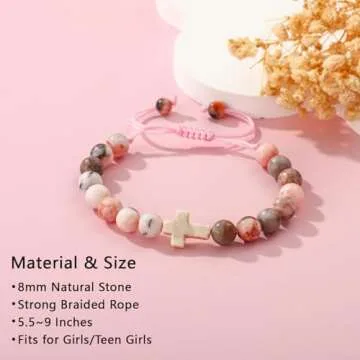 VULETO Girls Easter Basket Cross Bracelet Gift