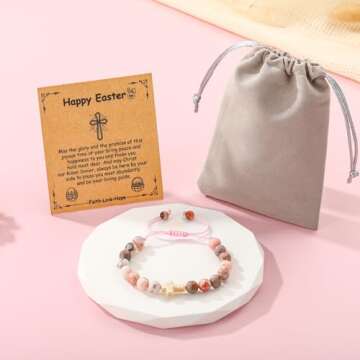 VULETO Girls Easter Basket Cross Bracelet Gift