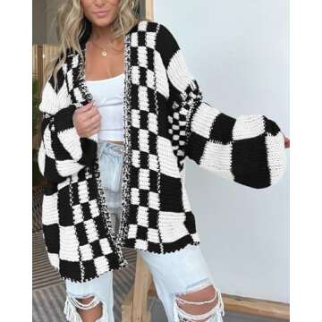 BTFBM Women's Open Front Chunky Knit Cardigan Sweater