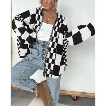 BTFBM Women's Open Front Chunky Knit Cardigan Sweater