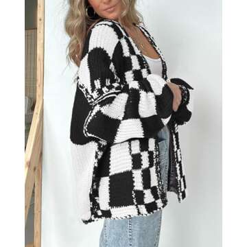 BTFBM Women's Open Front Chunky Knit Cardigan Sweater