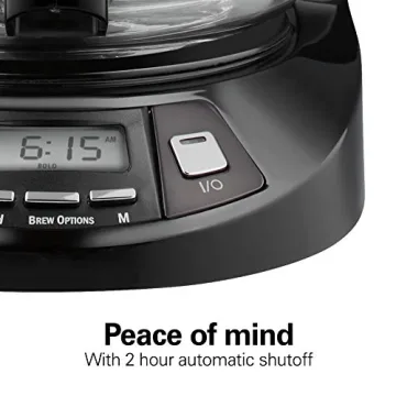 Hamilton Beach 12 Cup Programmable Drip Coffee Maker with 3 Brew Options, Glass Carafe, Auto Pause and Pour, Black Stainless (46293)