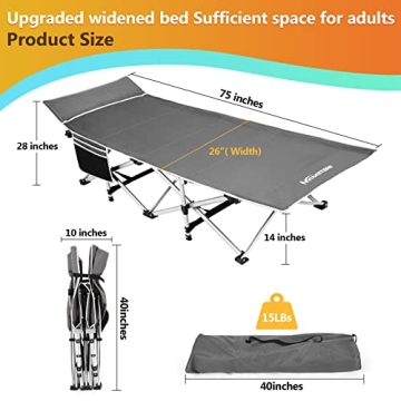 Homdox Camping Cot - Lightweight & Portable for All Ages