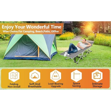 Homdox Camping Cot - Lightweight & Portable for All Ages