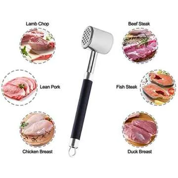 K BASIX Meat Tenderizer Hammer - Heavy Duty Stainless Steel Tool