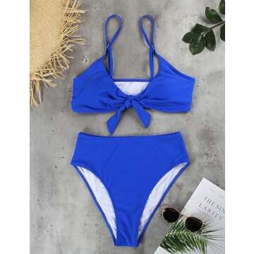 Blooming Jelly Womens High Waisted Bikini Set Swim Suits Two Piece Swimsuits Bathing Suits 2025 (Medium, Neon Blue)