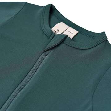KYTE BABY Unisex Zipper Closure Footies, Rayon Made From Bamboo (3-6 Months, Emerald)