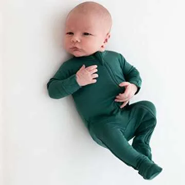 KYTE BABY Unisex Zipper Closure Footies, Rayon Made From Bamboo (3-6 Months, Emerald)