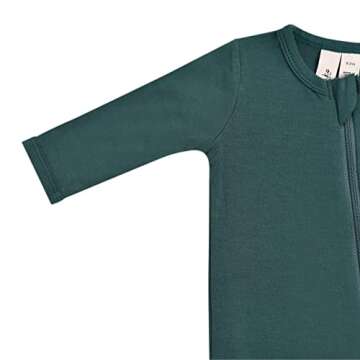 KYTE BABY Unisex Zipper Closure Footies, Rayon Made From Bamboo (3-6 Months, Emerald)