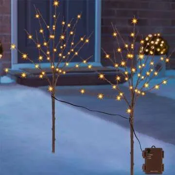 30" Lighted Christmas Branches - 100 LED Warm White Lights