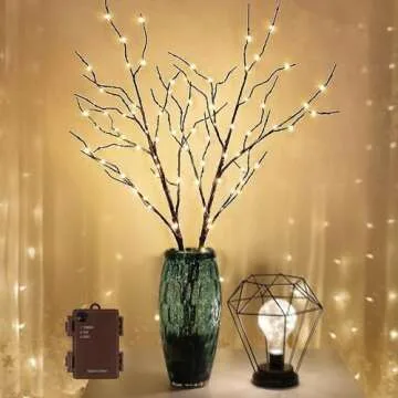 30" Lighted Christmas Branches - 100 LED Warm White Lights