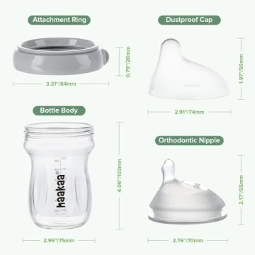 Haakaa Gen.3 Natural Glass Baby Bottle 6.3 oz for Breastfed Babies