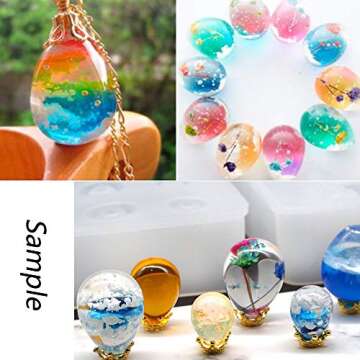 Silicone Epoxy Mold, DyAi 2 Pack Resin Epoxy Eggs Molds, Orbs Pendant Casting Molds for UV Resin Crafts, DIY Jewelry Making (16mm/ 20mm/ 25mm)