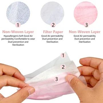 Wecolor 3 Ply Earloop Face Masks - 100 Pack in Pink