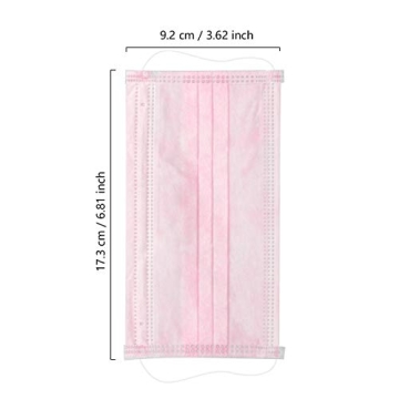 Wecolor 3 Ply Earloop Face Masks - 100 Pack in Pink