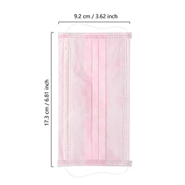 Wecolor 3 Ply Earloop Face Masks - 100 Pack in Pink