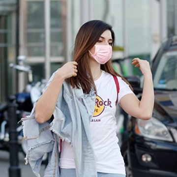 Wecolor 3 Ply Earloop Face Masks - 100 Pack in Pink