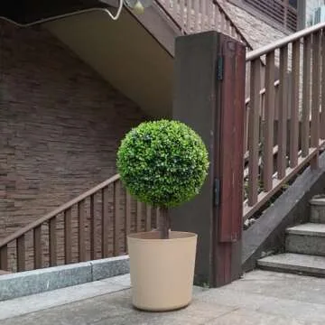 31.5'' Artificial Bunny-Shaped Topiary Tree with Boxwood Ball Tree Decoration, Faux Rabbit Potted Plant for Indoor and Outdoor Easter Holiday Garden Porch Decor