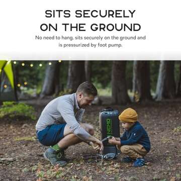 NEMO Equipment Helio Portable Pressure Camp Shower - 22 Liter - Black/Apple Green