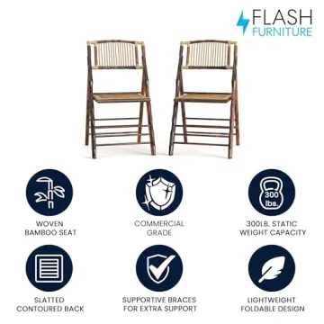 Folding Bamboo Chairs Set of 2 Stylish and Durable