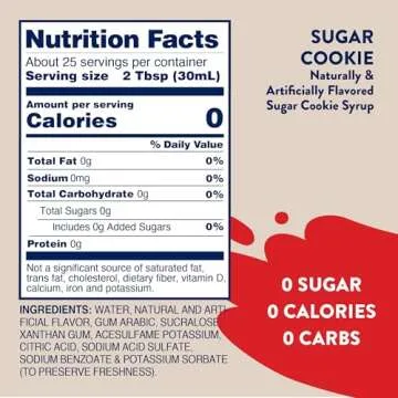 Jordan's Skinny Syrups Sugar Free Coffee Syrup, Sugar Cookie Flavor, Zero Calorie Flavoring for Latte, Protein Shake, Cocktail & More, Gluten Free, Keto Friendly, 25.4 Fl Oz, 1 Pack