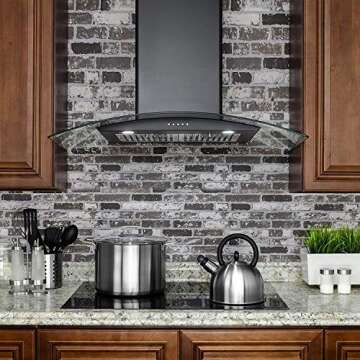 Perfetto Kitchen and Bath 30 in. Convertible Wall Mount Range Hood in Black Painted Stainless Steel ...