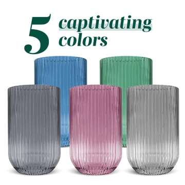 Greenline Goods Ribbed Drinking Glasses Set of 4 - Stylish & Durable