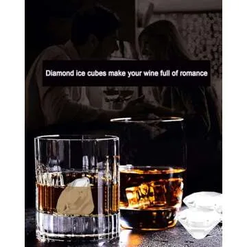 Diamond Ice Cube Molds - Large Diamonds Shaped Clear Ice Cubes Mold Silicone Tray Maker Big Size 2 inch Diamond Shape with Lid BPA Free for Cocktails and Freezer Whiskey (2 Pack 6Holes)