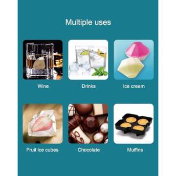 Diamond Ice Cube Molds - Large Diamonds Shaped Clear Ice Cubes Mold Silicone Tray Maker Big Size 2 inch Diamond Shape with Lid BPA Free for Cocktails and Freezer Whiskey (2 Pack 6Holes)