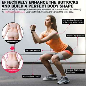 Resistance Bands for Legs and Butt, Exercise Bands Booty Bands Hip Bands Wide Workout Bands Sports-Fitness Bands Stretch Resistance Loops Band Anti Slip Elastic (Set of 3)