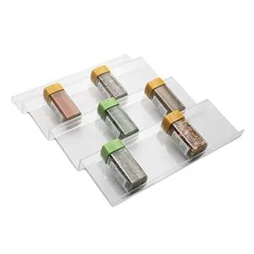JRG68 Spice Drawer Organizer Trays - 2 Pack - Expandable, Acrylic, Custom Fit - Declutter Kitchen Dr...