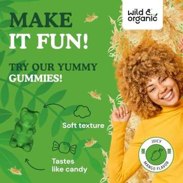 Wild & Organic Irish Sea Moss Gummies 1600 mg - Complex w/Bladderwrack and Burdock Root - Sea Moss Gel Chews for Overall Support - Chondrus Crispus - 90 Vegan, Non-GMO Seamoss Gel Gummies