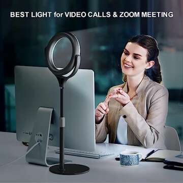 Ring Light with Stand for Desk Laptop Computer Video Conference Recording, Evershop Selfie Ring Ligh...