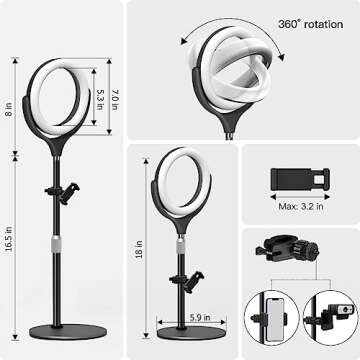 Ring Light with Stand for Desk Laptop Computer Video Conference Recording, Evershop Selfie Ring Light with Adjustable Metal Stand&Phone Holder for Zoom Meeting, Video Call, Live Stream,Tiktok/YouTube