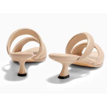 Coutgo Women Kitten Heel Mules Pointed Toes Sandals