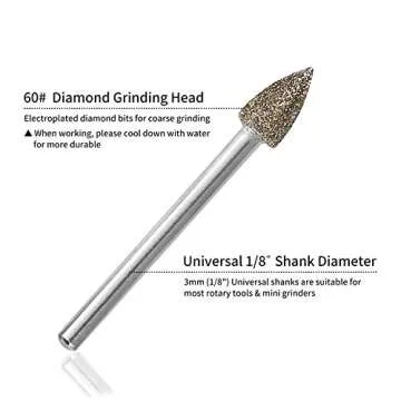 60 Grit 20Pcs Diamond Burr Set - GOXAWEE Rotary Grinding Burrs Engraving Bits Set with 1/8-inch Shan...