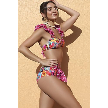 SPORLIKE High Waisted Castle Print Swimsuit for Women