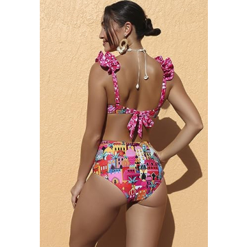 SPORLIKE High Waisted Castle Print Swimsuit for Women