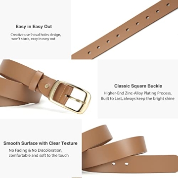 CHAOREN Brown Leather Womens Belts 1.3" Width Crafted by Hand