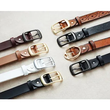 CHAOREN Brown Leather Womens Belts 1.3" Width Crafted by Hand