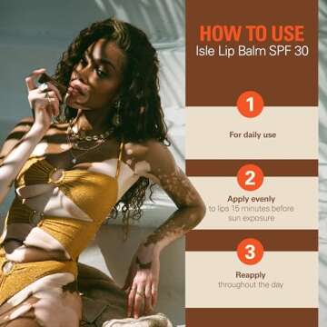 Cay Skin Isle Lip Balm SPF 30, Hydrating and Protective Daily Lip Gloss, Vanilla Brown Sugar Flavor, Suncare, UV Protection - 0.35 oz