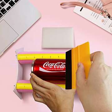 Cup Cradle for Tumbler with an Adjustment Pad and a Felt Edge Squeegee, Vinyl Holder with Foam Measurements for Crafting Decals on Cups and Bottles