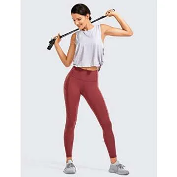 CRZ YOGA Women's Naked Feeling Workout Leggings 25 Inches - High Waisted Yoga Pants with Side Pockets Printed Savannah Small