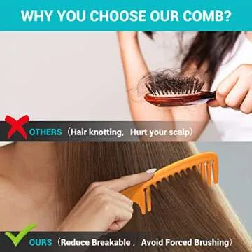 KAHEM Wide Tooth Hair Comb-Detangling Hair-Styling Comb Detangler Comb Styling for wet or dry,curly,long or short Hair