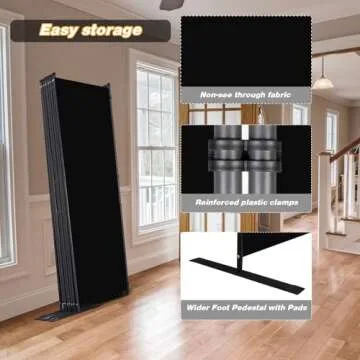 CHOSENM Room Divider, 8 Panel Folding Privacy Screens with Wider Support Feet, 6 Ft Portable Room Partition for Room Separator, 176" W X 71" H, Black