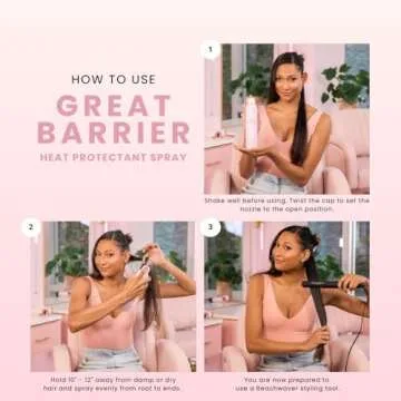 Beachwaver Great Barrier Heat Protectant Hair Spray - Multi-Purpose Treatment for Heat Protection Before Styling for Flexible Hold & No Frizz - Polynesian Pink Sugar Scent (8.4 Fl Oz)